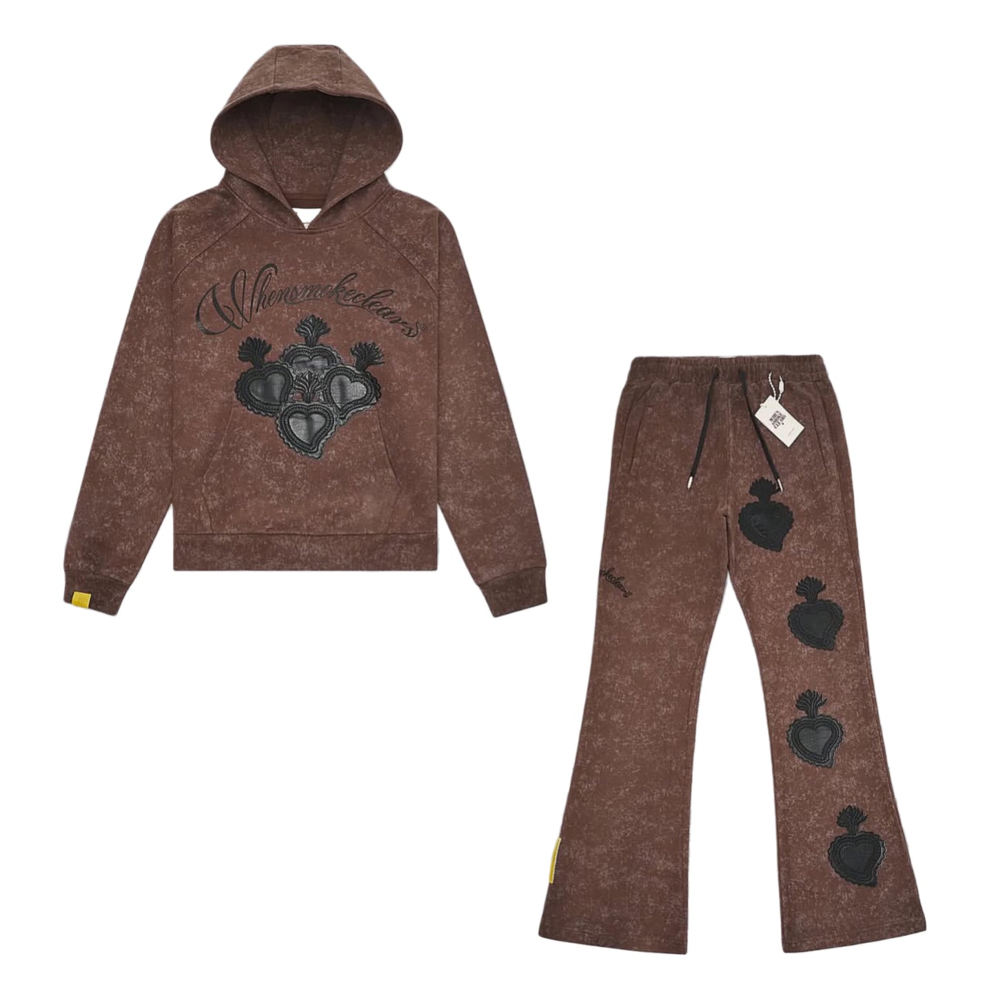 When Smoke Clears Leather Sweatset Olive