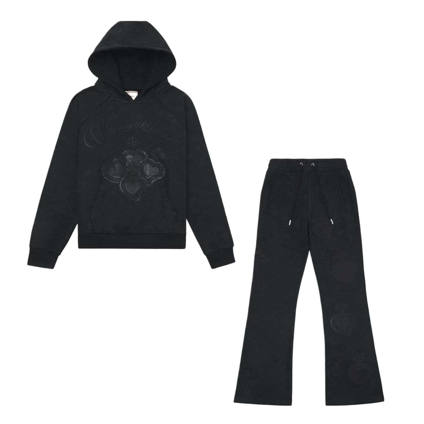 When Smoke Clears Leather Sweatset Black