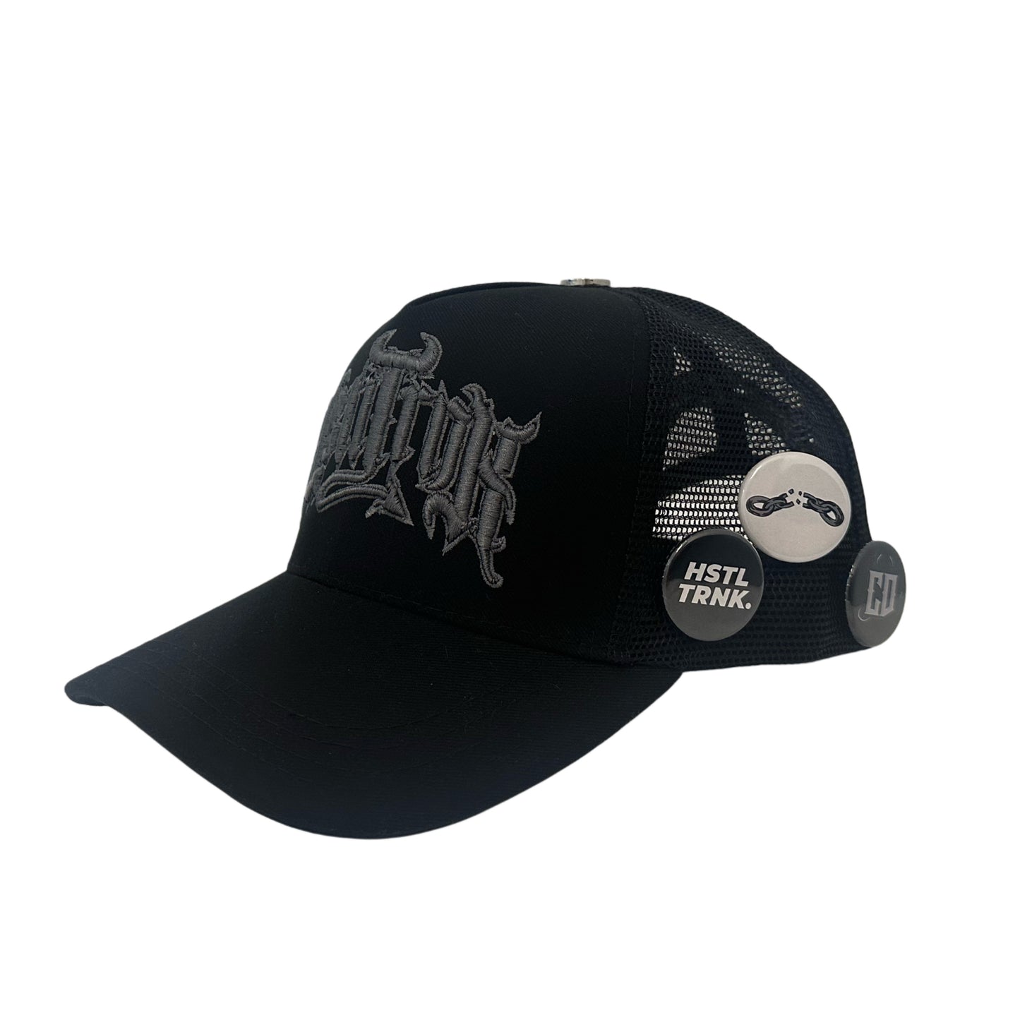 HstL Trnk x CDobleta The White Devil Trucker Hat (Black/Grey)