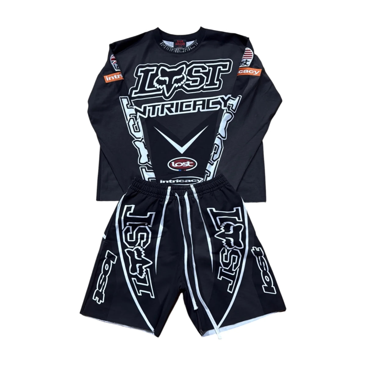 Lost Intricacy "Motocross" Black/White Long Sleeve & Shorts Full Set