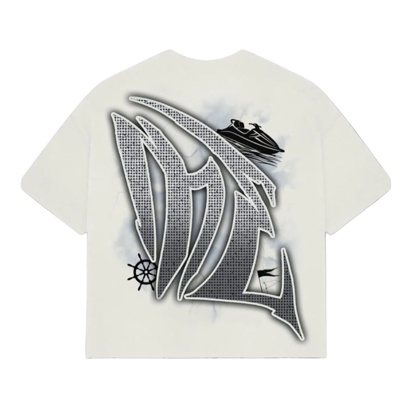 Mixed Emotion Cream ‘Jetski’ Rhinestone Tee