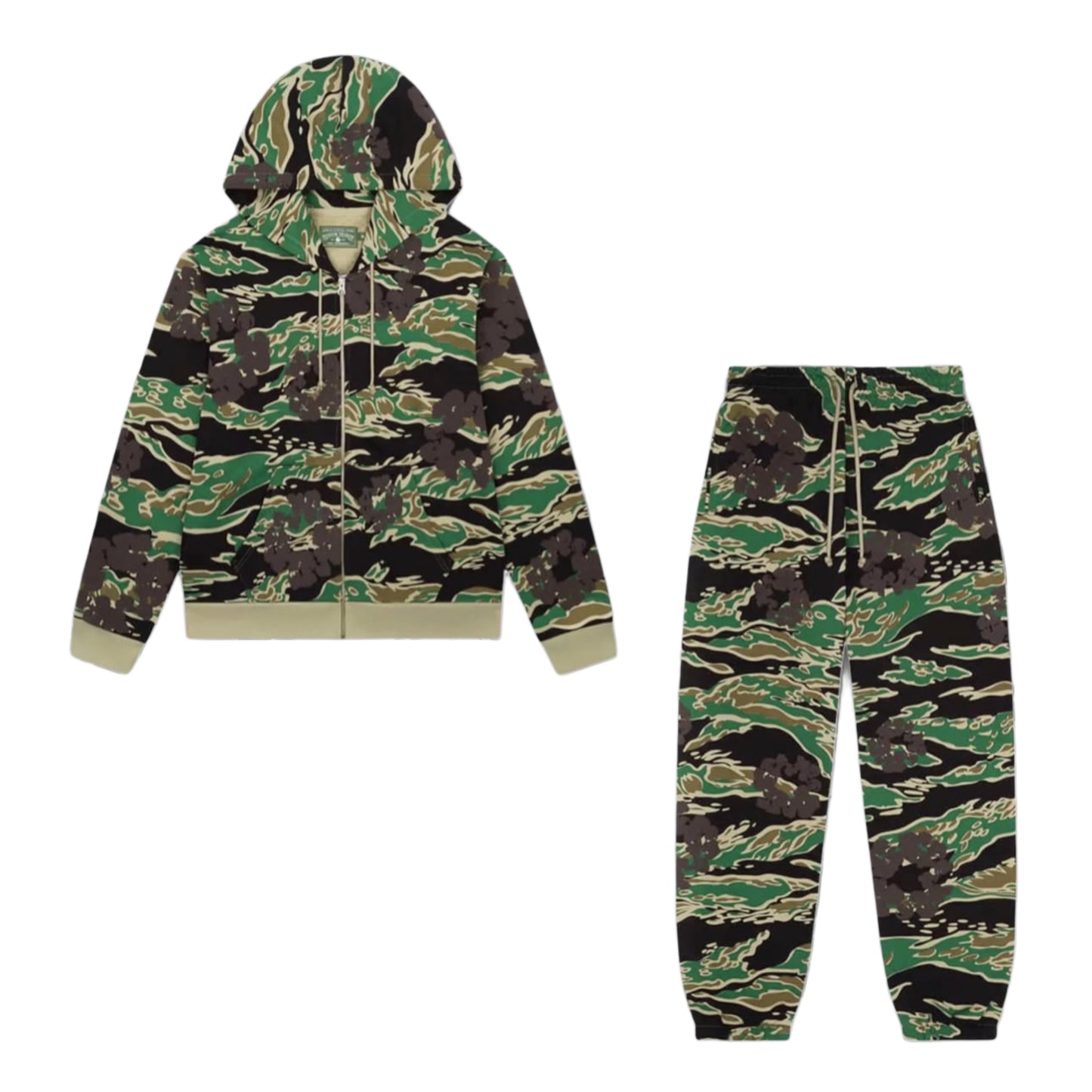 Denim Tears Green Camo Cotton Wreath Zip Up Sweatsuit