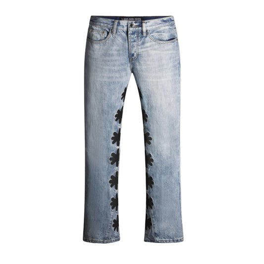 LOSTSHDWS Black Logo Light Wash Blue Jeans