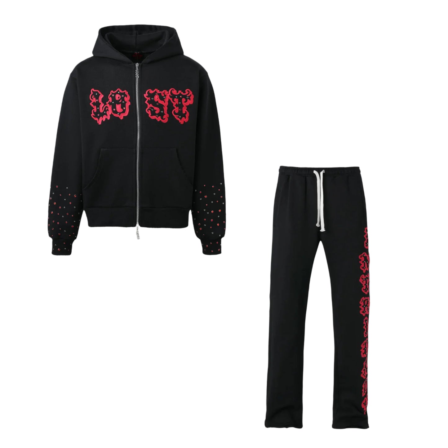 Lost Intricacy 'Patch' Black & Red Sweatsuit