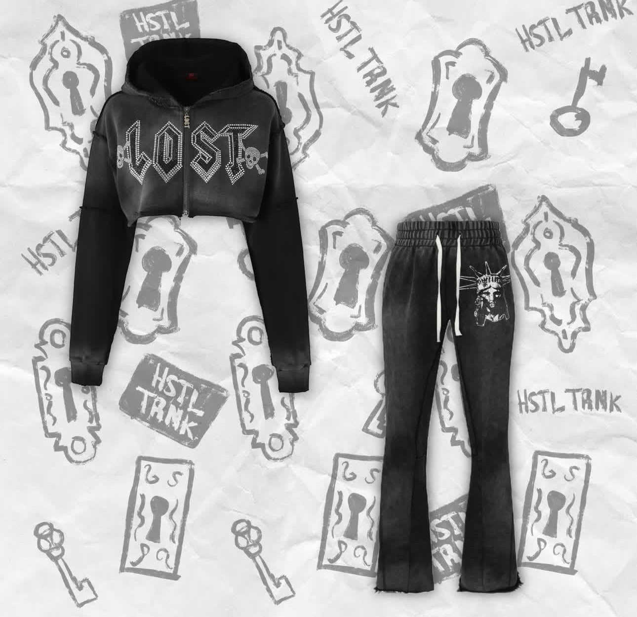Lost Intricacy Black Rhinestone Sweatset