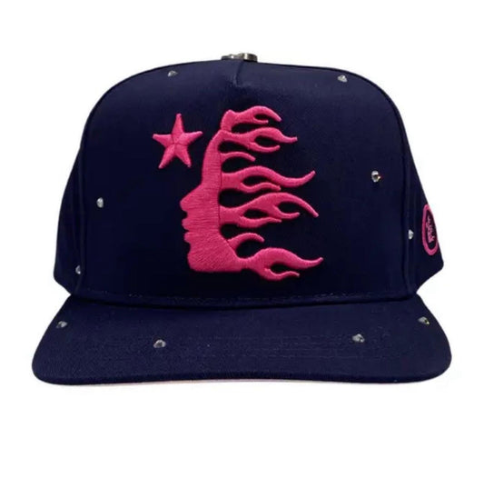 Hellstar Rhinestone Logo Snapback Navy