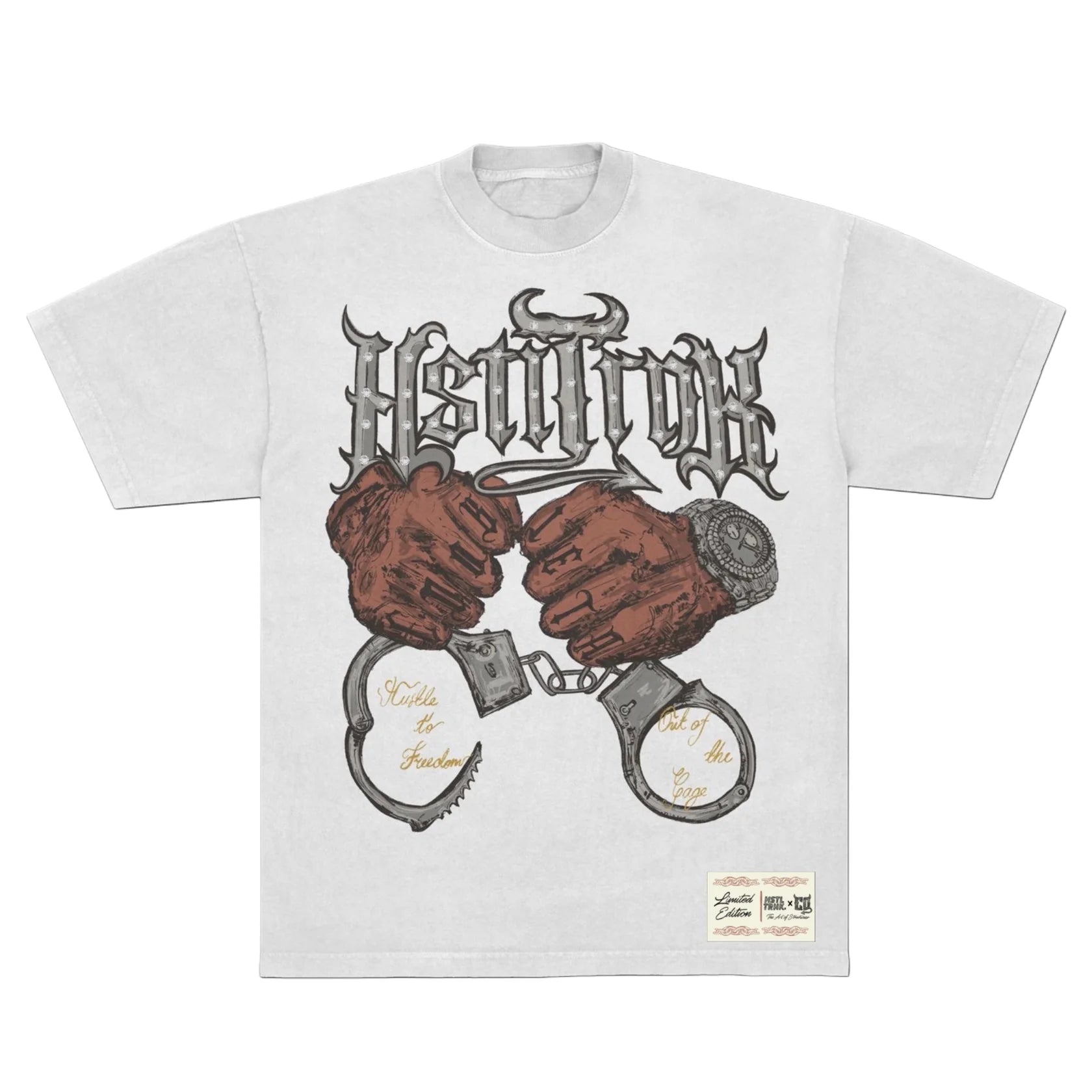 Hustle Trunk x CDobleta Rhinestone The White Devil Limited Edition T-Shirt