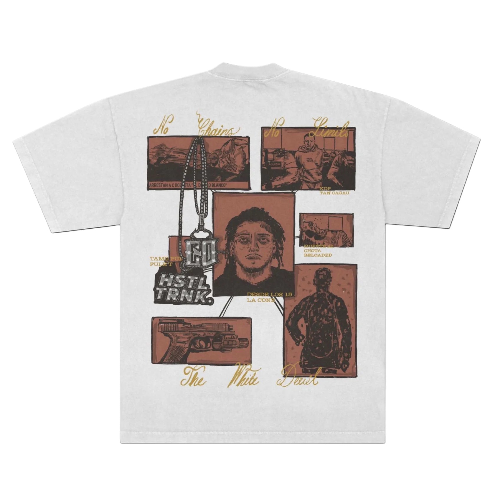 Hustle Trunk x CDobleta Rhinestone The White Devil Limited Edition T-Shirt