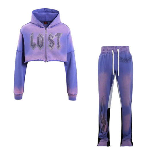 Lost Intricacy Lavander Rhinestone Women Sweatset