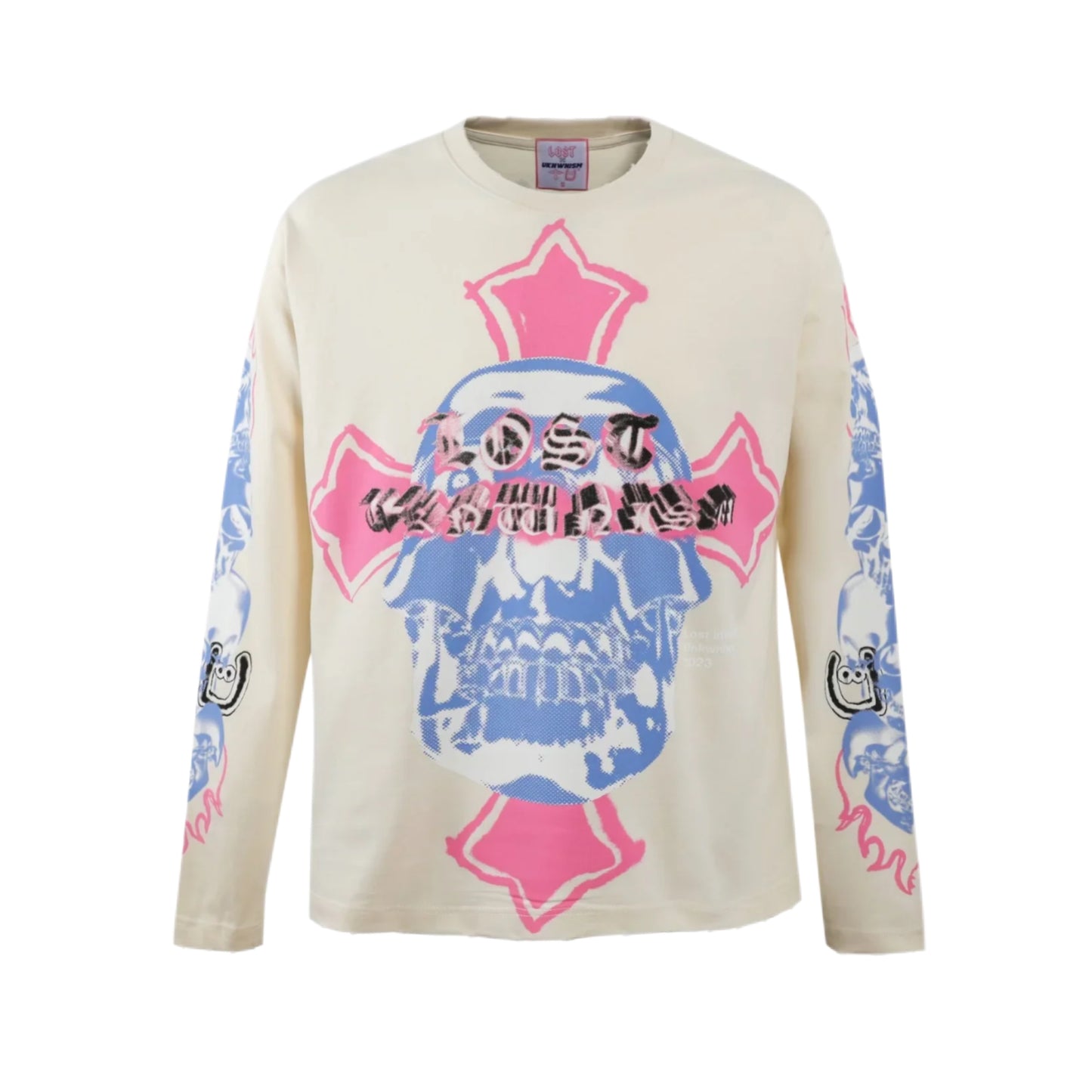 Lost Intricacy x UNKWNISM Cream & Pink Longsleeve Tee