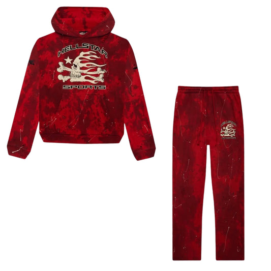 Hellstar Sports Red Tye-Dye Skull Hoodie