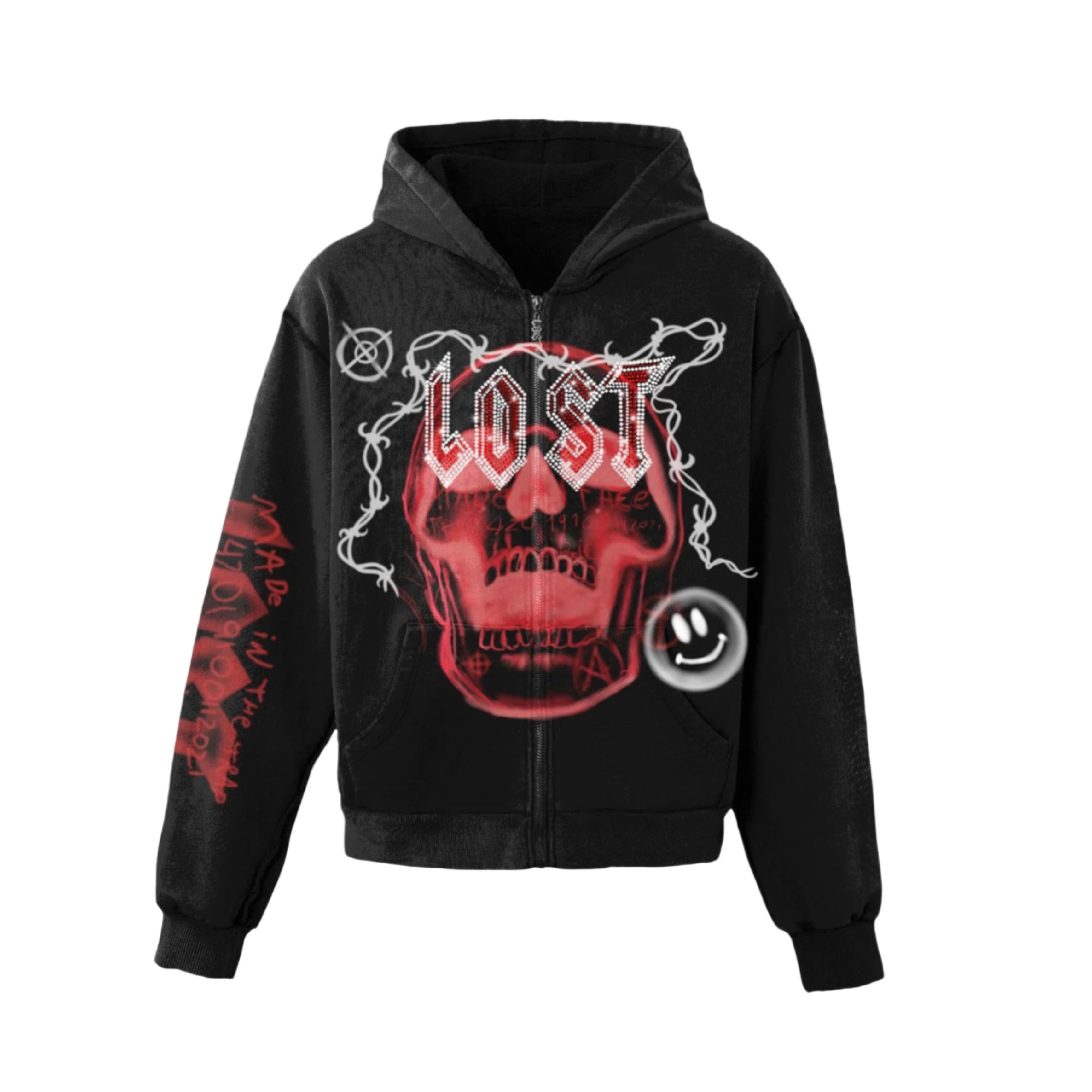 Lost Intricacy Red Bound Zip Up Hoodie