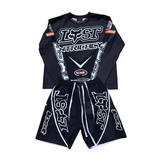 Lost Intricacy "Motocross" Black/White Long Sleeve & Shorts Full Set