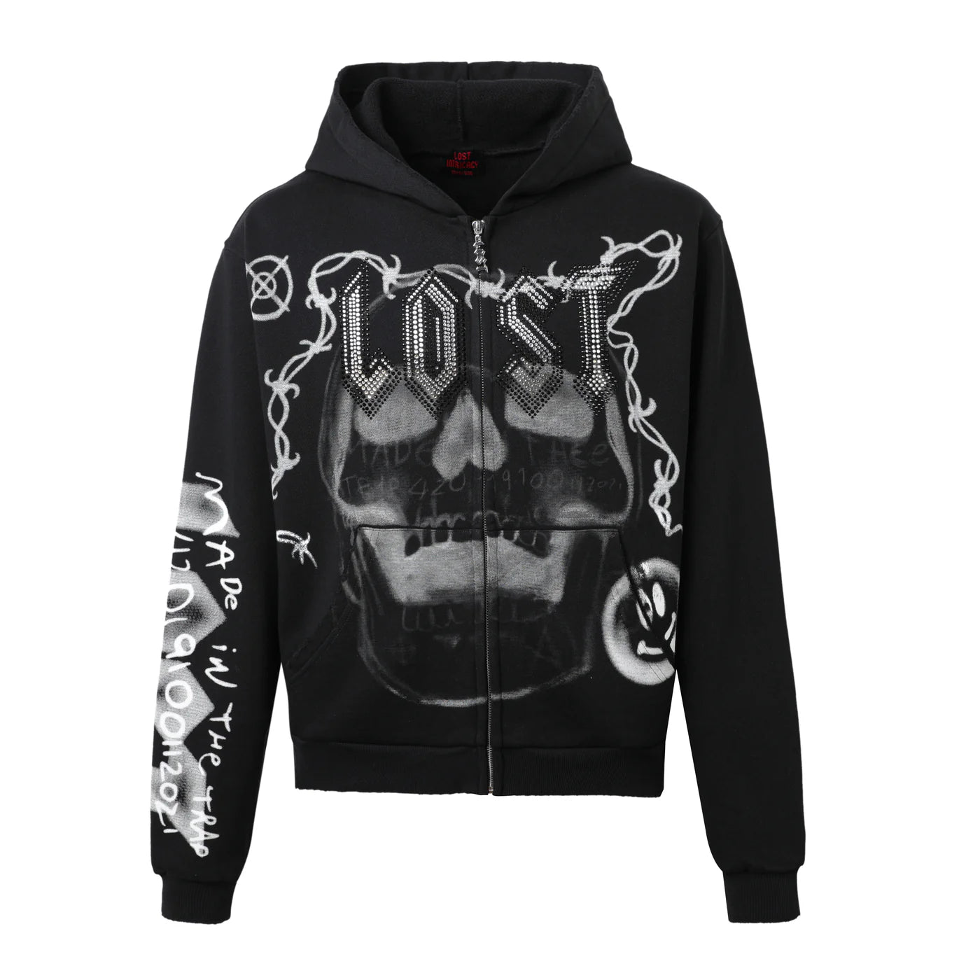 Lost Intricacy Skull Bound Zip Up Hoodie