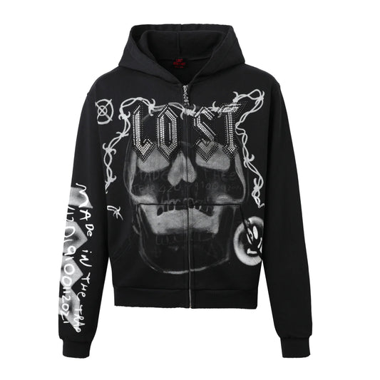 Lost Intricacy Skull Bound Zip Up Hoodie