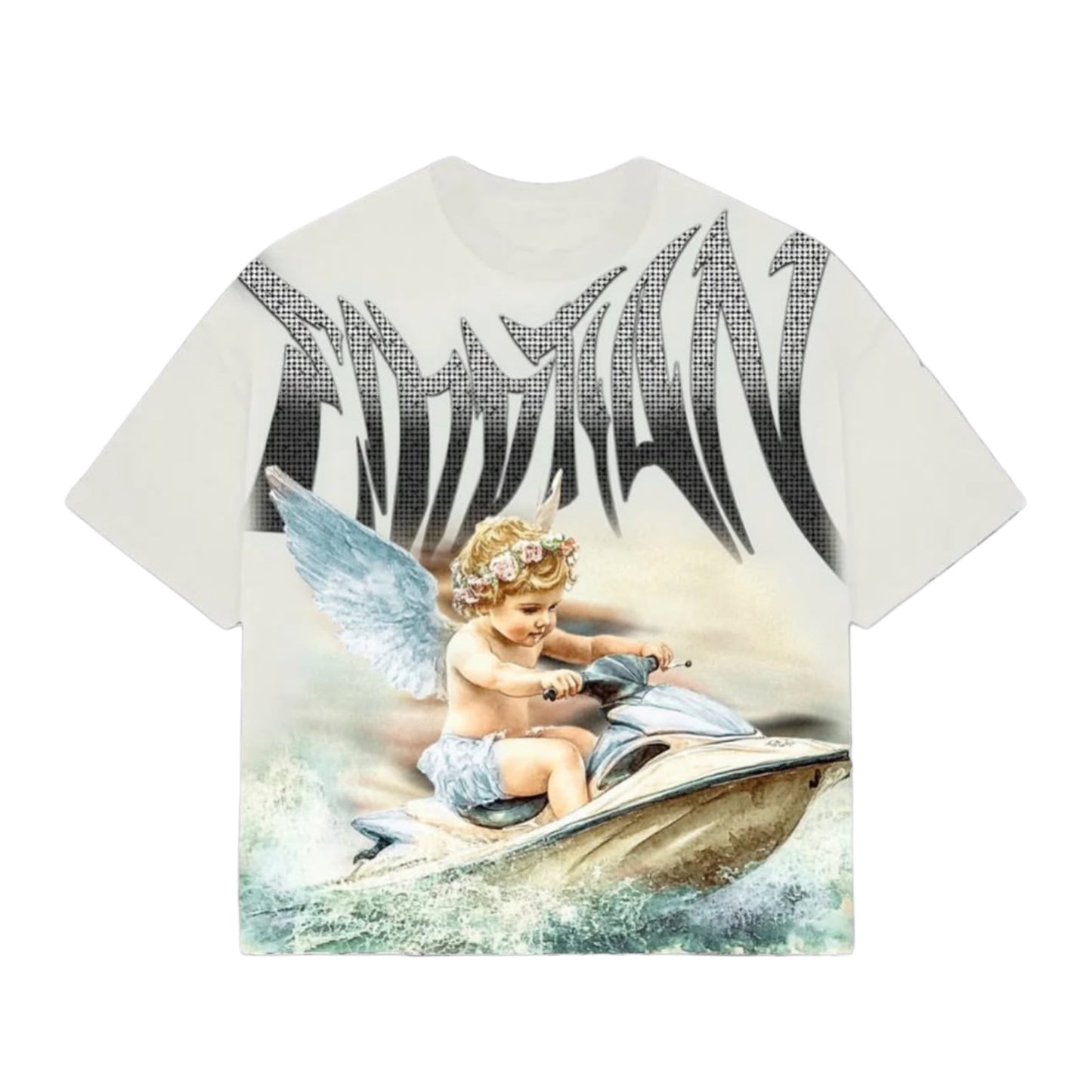 Mixed Emotion Cream ‘Jetski’ Rhinestone Tee